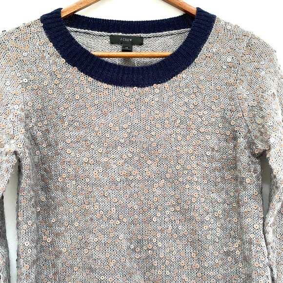 NWOT J Crew Womens Mohair Blend Sweater Size XS Gray Sequins Embellished HOLIDAY - Picture 4 of 11